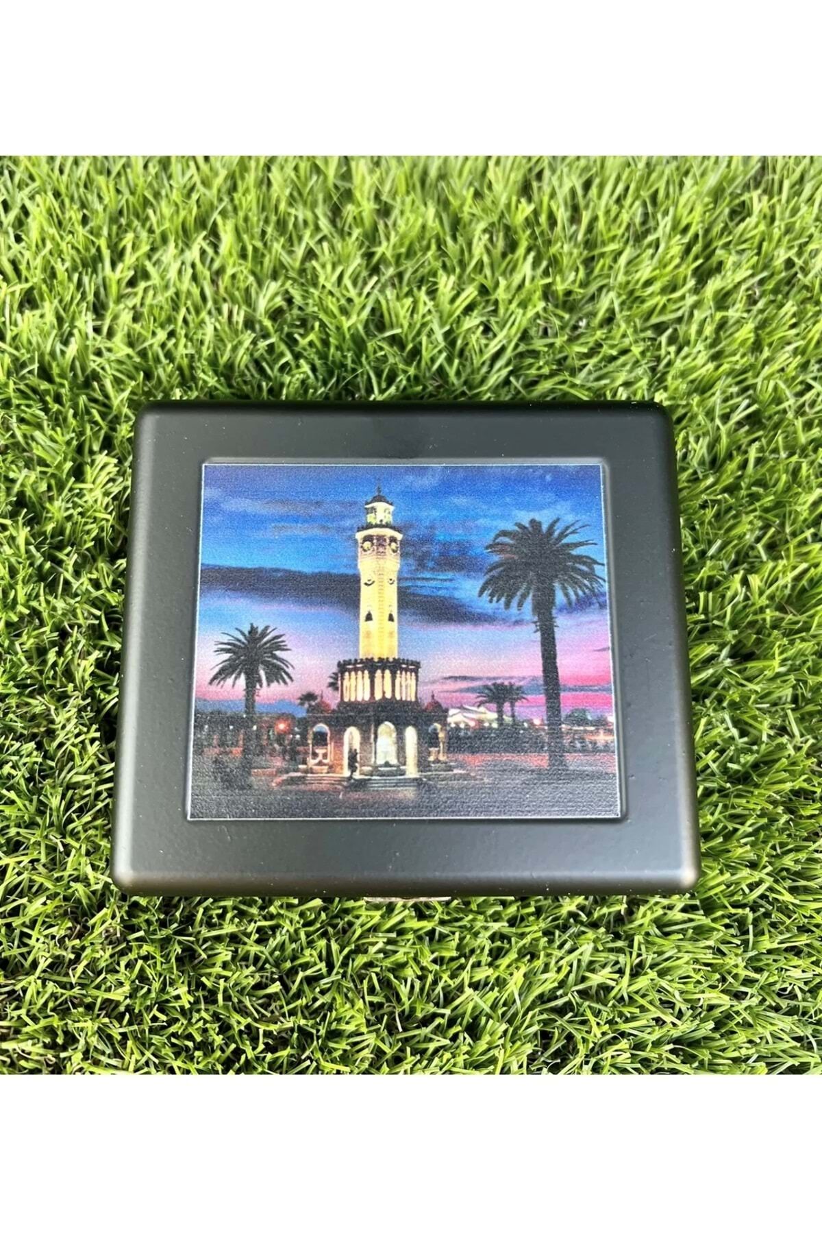 Dedo Siyah Metal Izmir Saat Kulesi Baskılı Tütün Kutusu