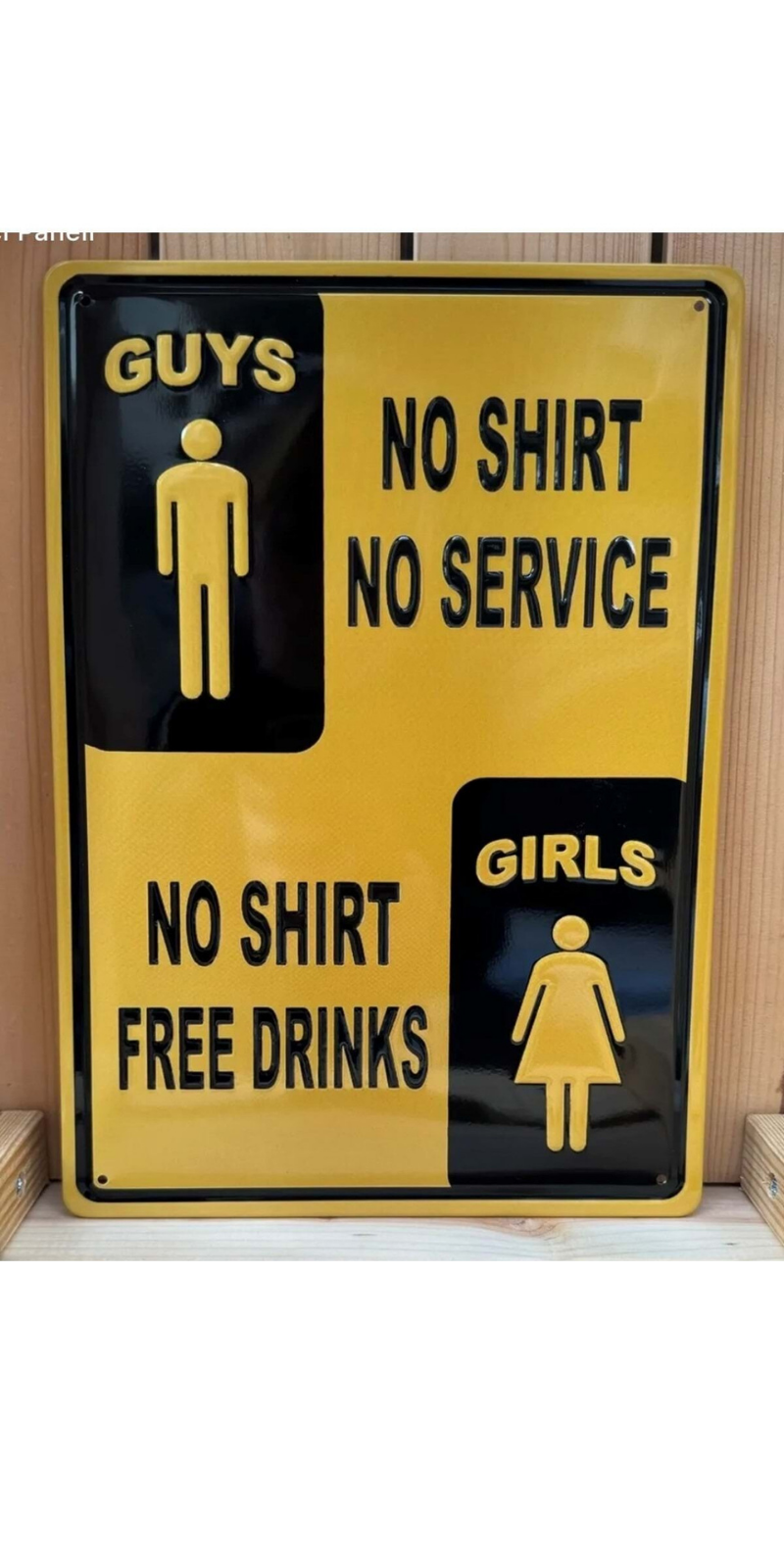 Guys No Shirt No Service No Shirt Free Drinks Girls/metal Plaka