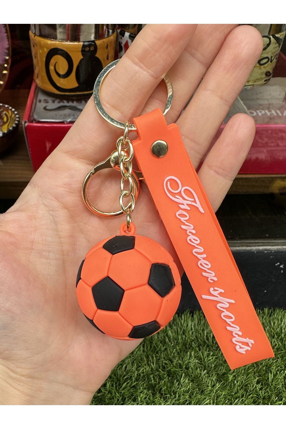 Turuncu Siyah Futbol Topu Anahtarlık