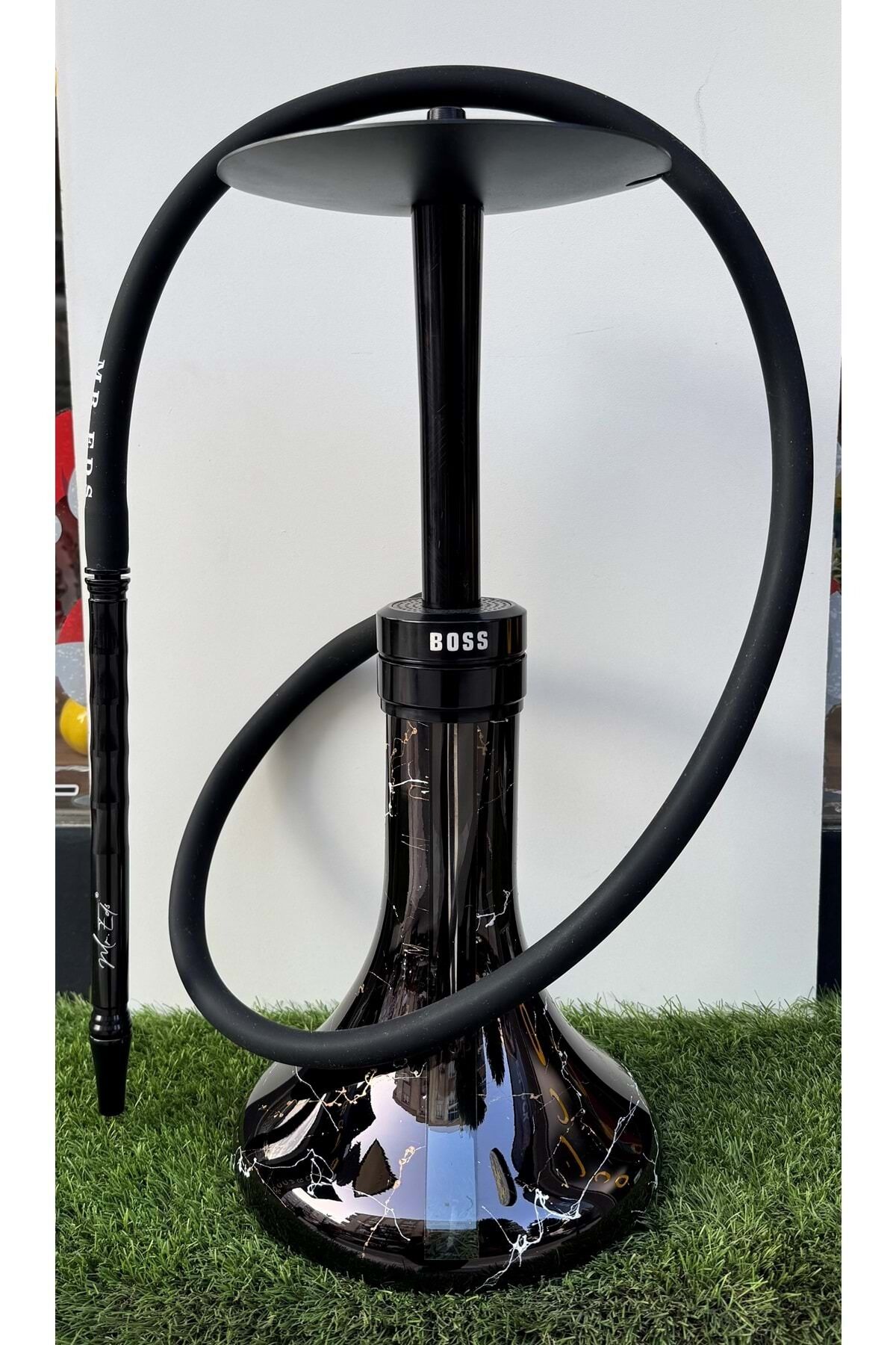 Mr Eds E29 Boss Özel Üretim Mermer Desen Nargile Takımı/siyah