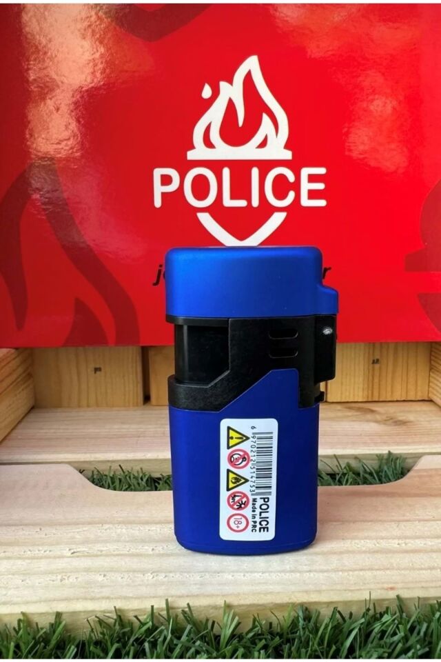 Police Turbo Kapaklı Çakmak/mat Mavi