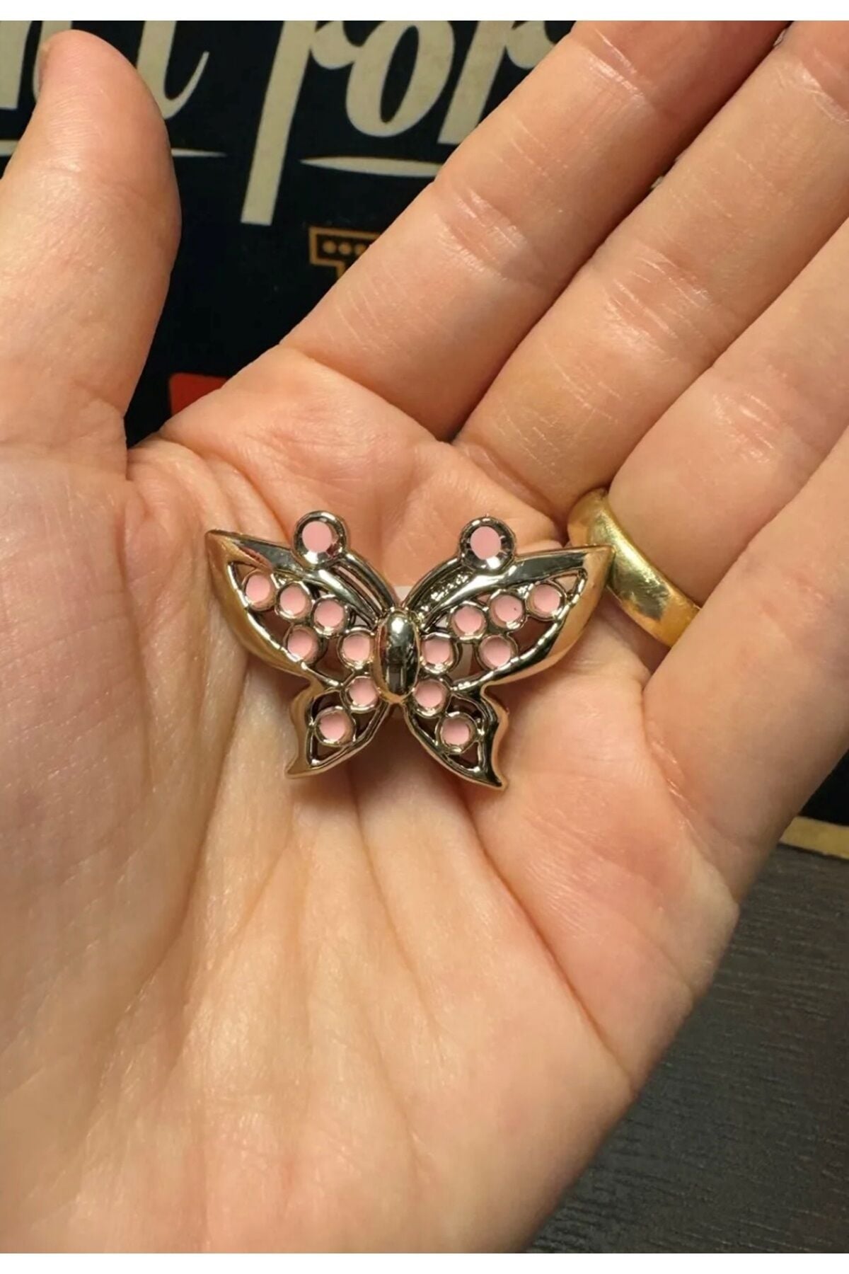 Terlik Süsü/pembe Taşlı Kelebek