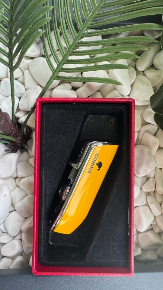 Cohiba 3 Torch Pürmüz Sarı Yan Ağız Sarı Puro Çakmağı Delicili