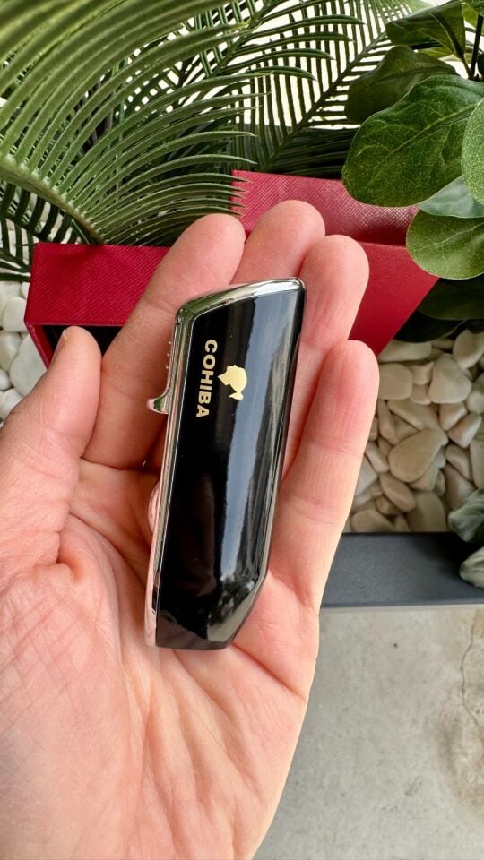 Cohiba 3 Torch Pürmüz Siyah Yan Ağız Puro Çakmağı Delicili