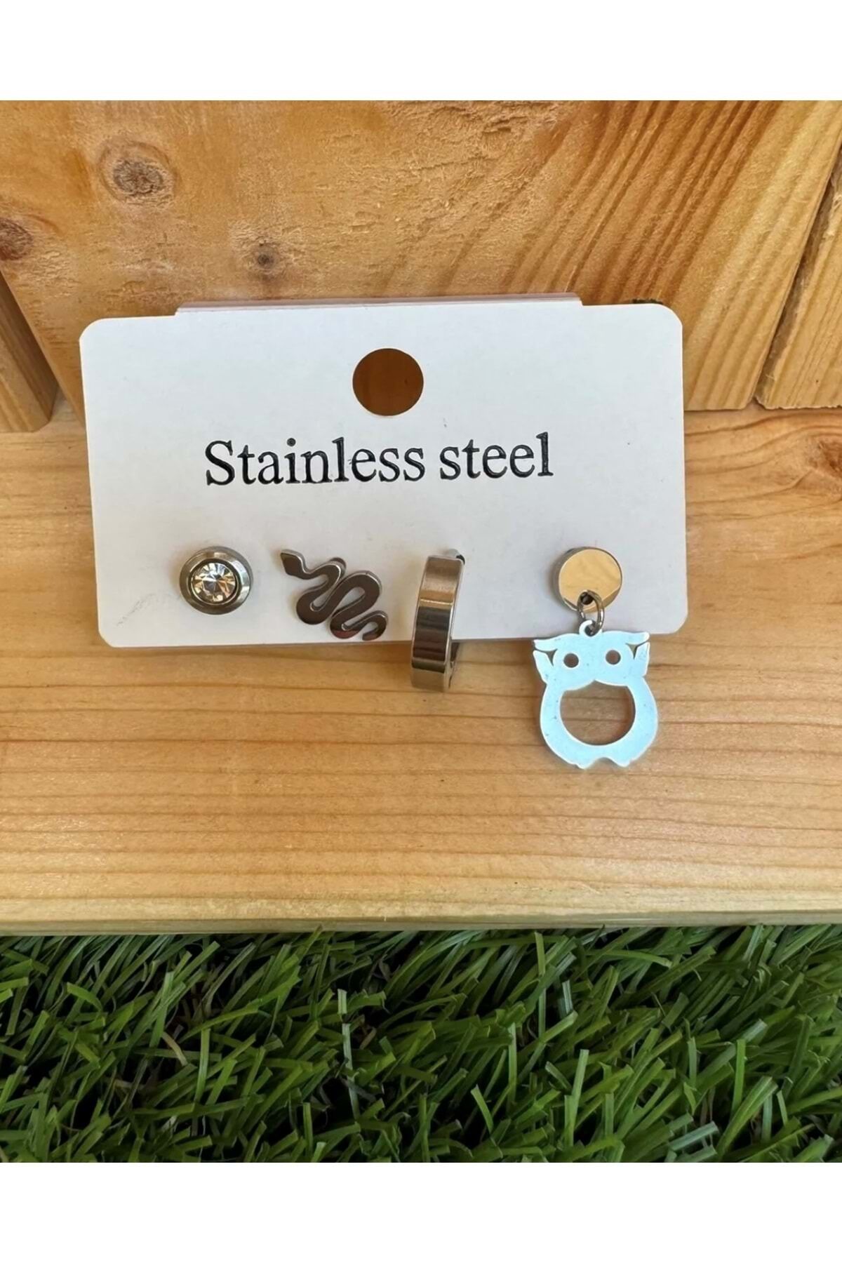 Çelik Küpe Seti /gümüş Renk