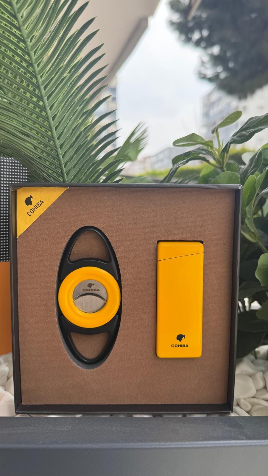 Cohiba Çakmak Kesici İkili Sarı - Siyah Puro Seti / Tek Torch