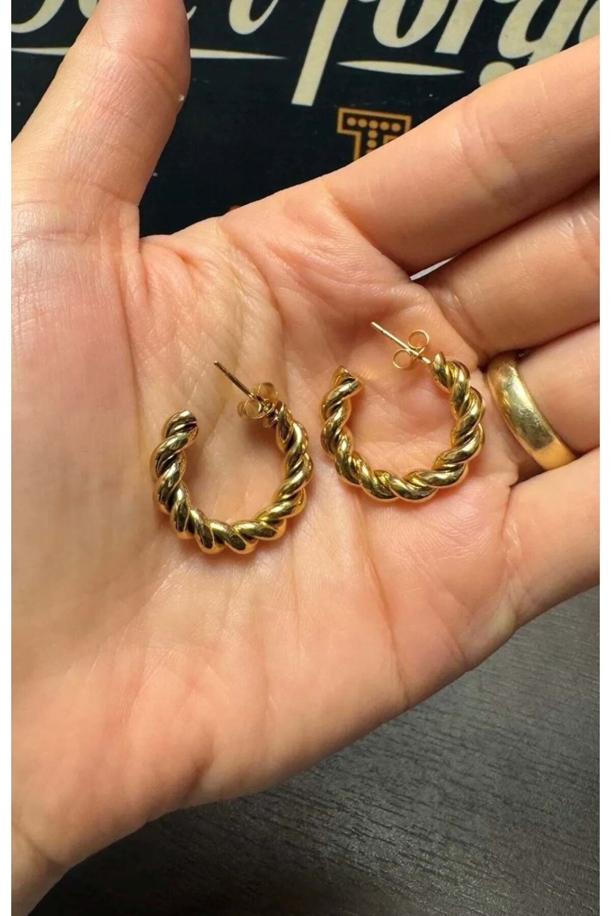 Gold Çelik Burgu Küpe