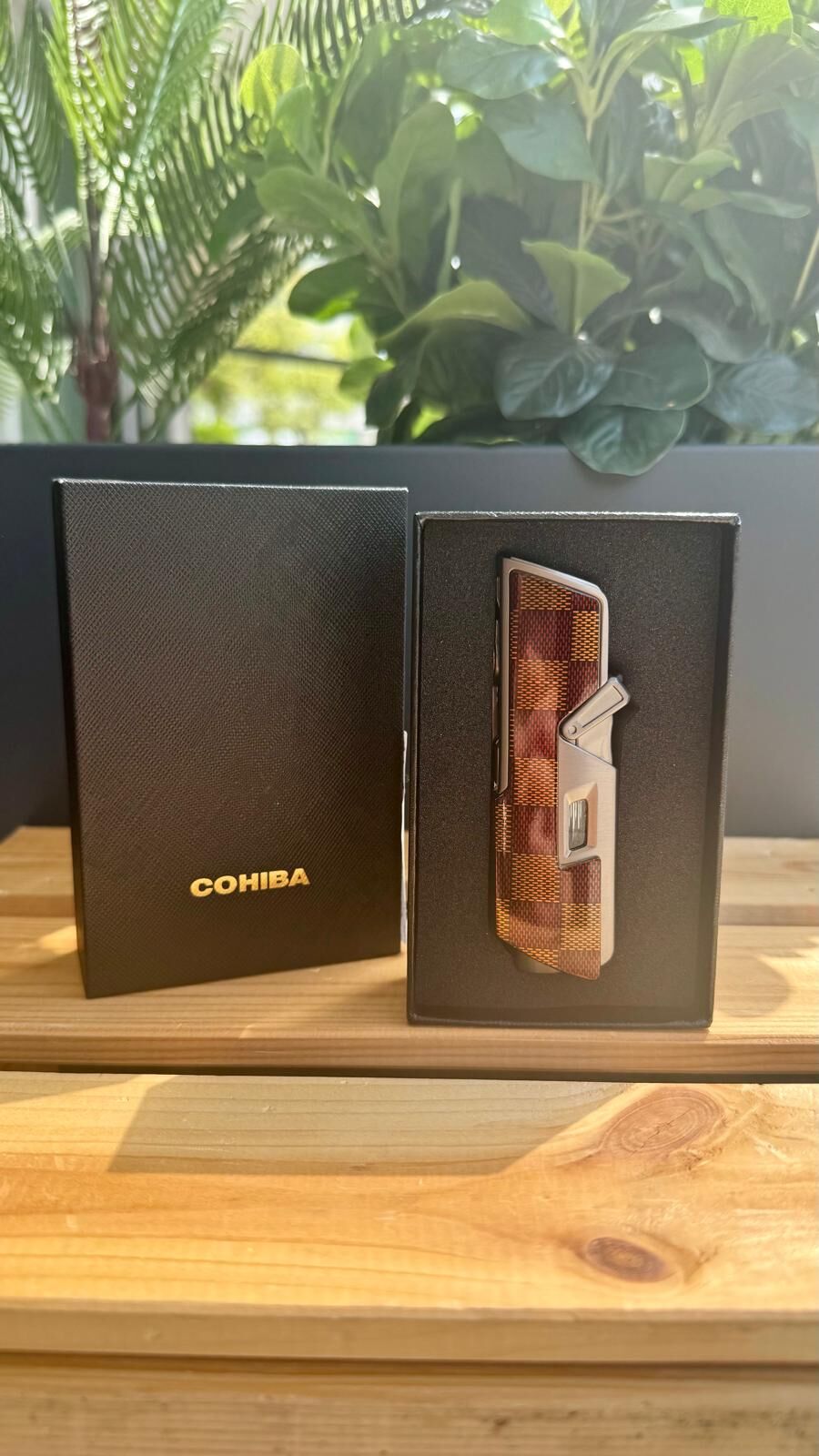 Cohiba Kahverengi Desenli İğneli Tek Torch Puro Çakmak