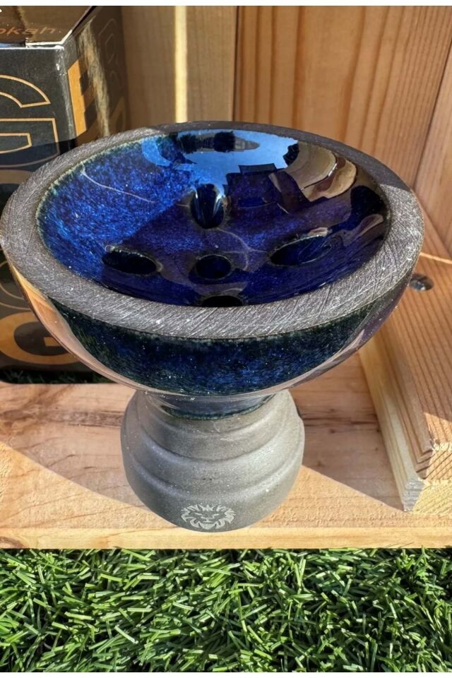 Liger 5 Delikli Sırlı Nargile Lülesi / Mavi