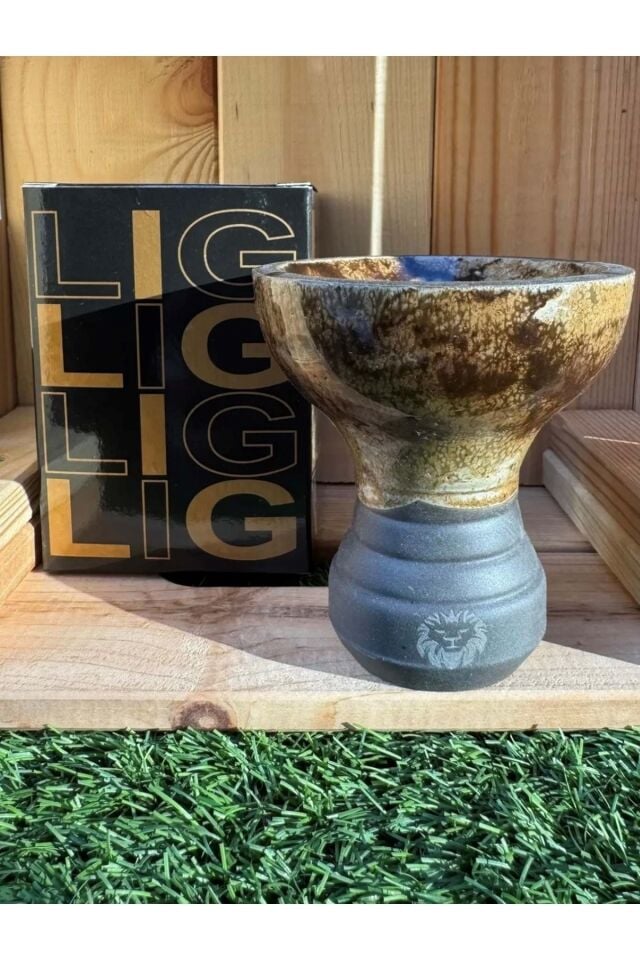 Liger 5 Delikli Sırlı Nargile Lülesi / Alacalı Kahve