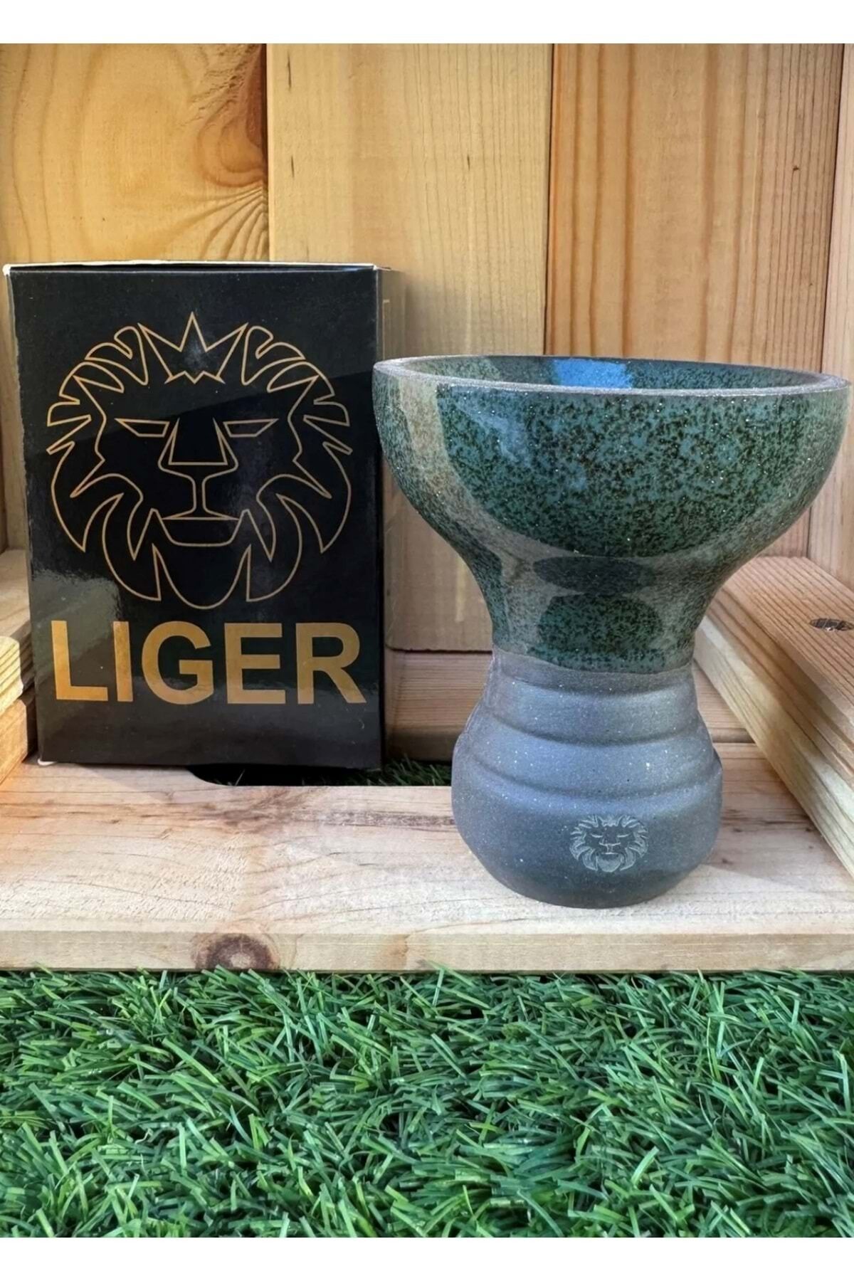 Liger 5 Delikli Sırlı Nargile Lülesi / Yeşil