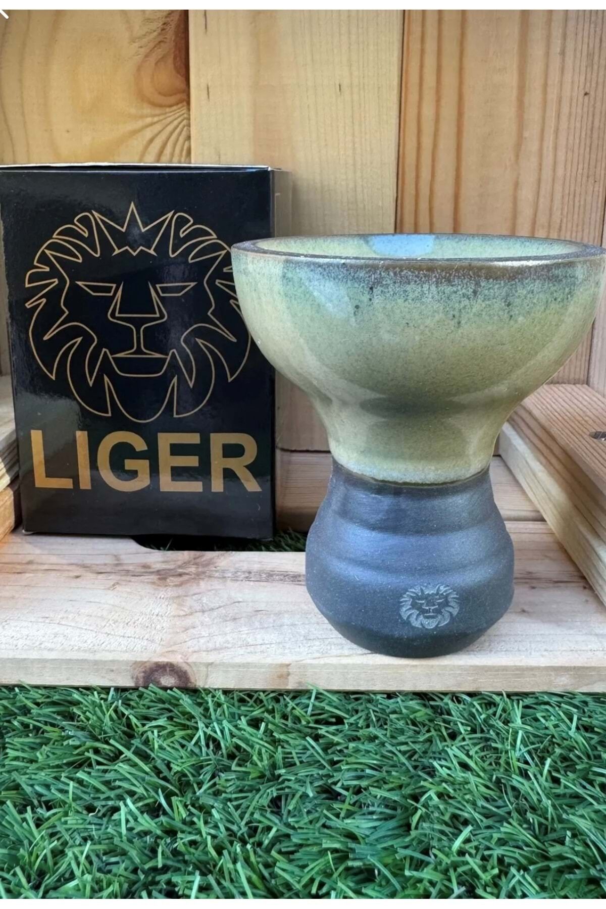 Liger 5 Delikli Sırlı Nargile Lülesi / Haki