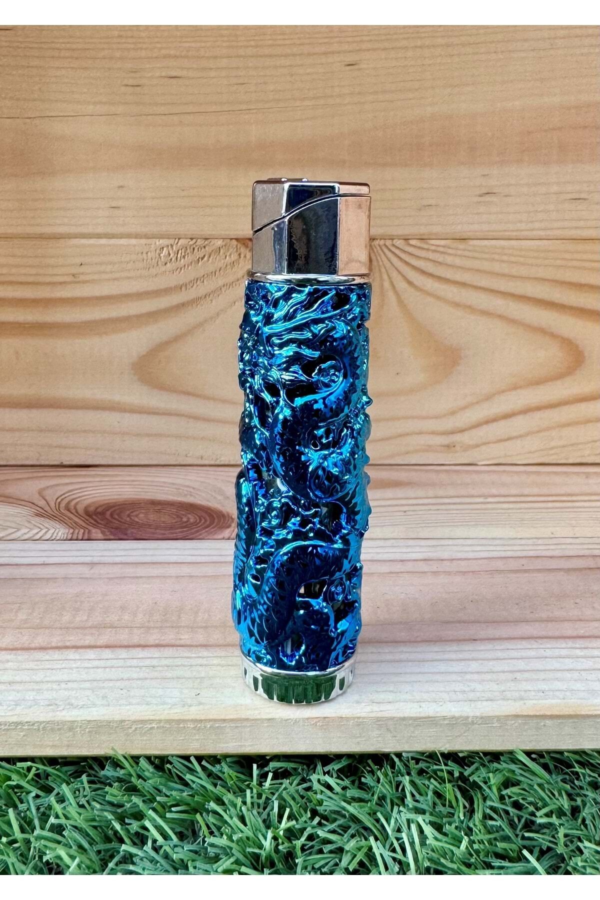 Ejderha Desenli Jet Çakmak/mavi