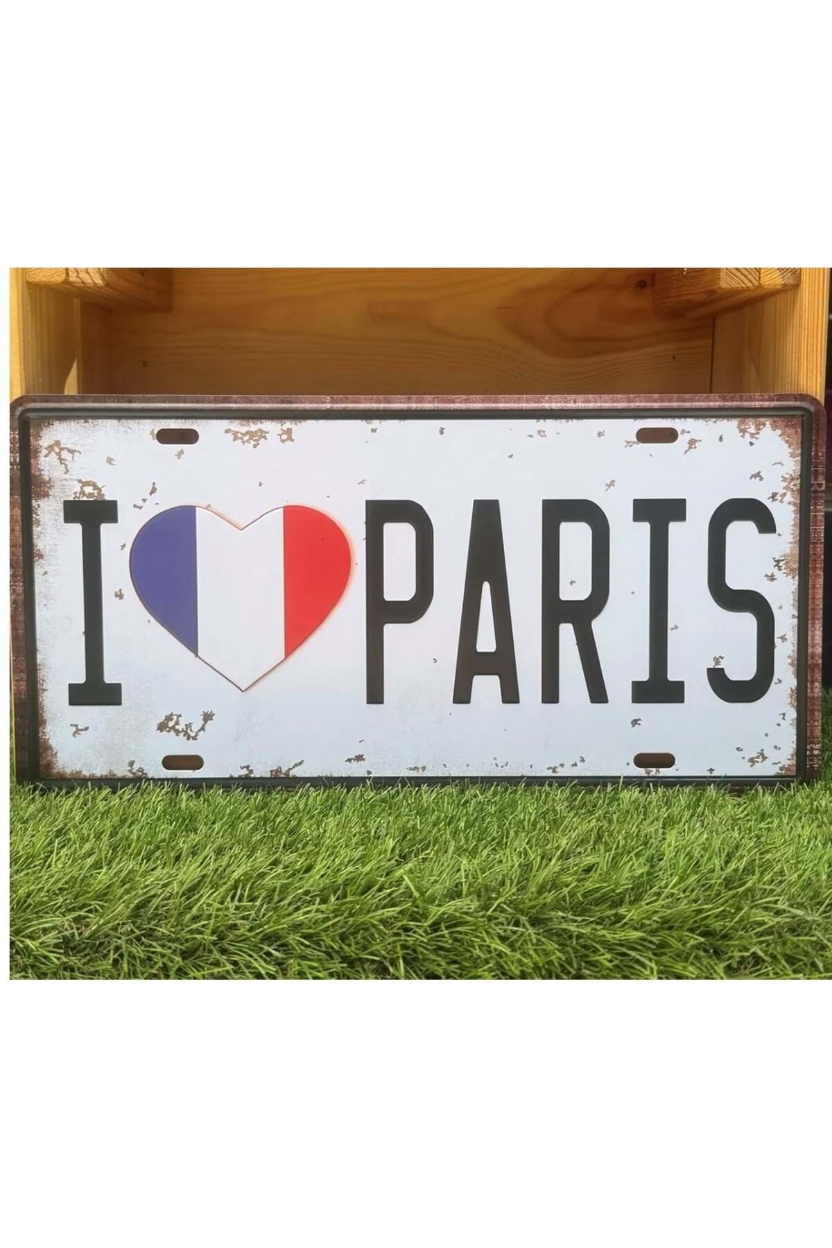 I Love Paris /Metal Plaka Retro - 15 X 30