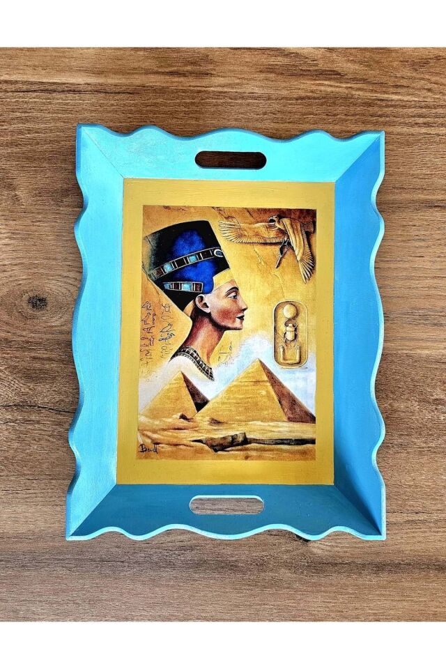 El Yapımı Ahşap Boyama Tepsi – Antik Mısır Koleksiyonu Nefertiti II