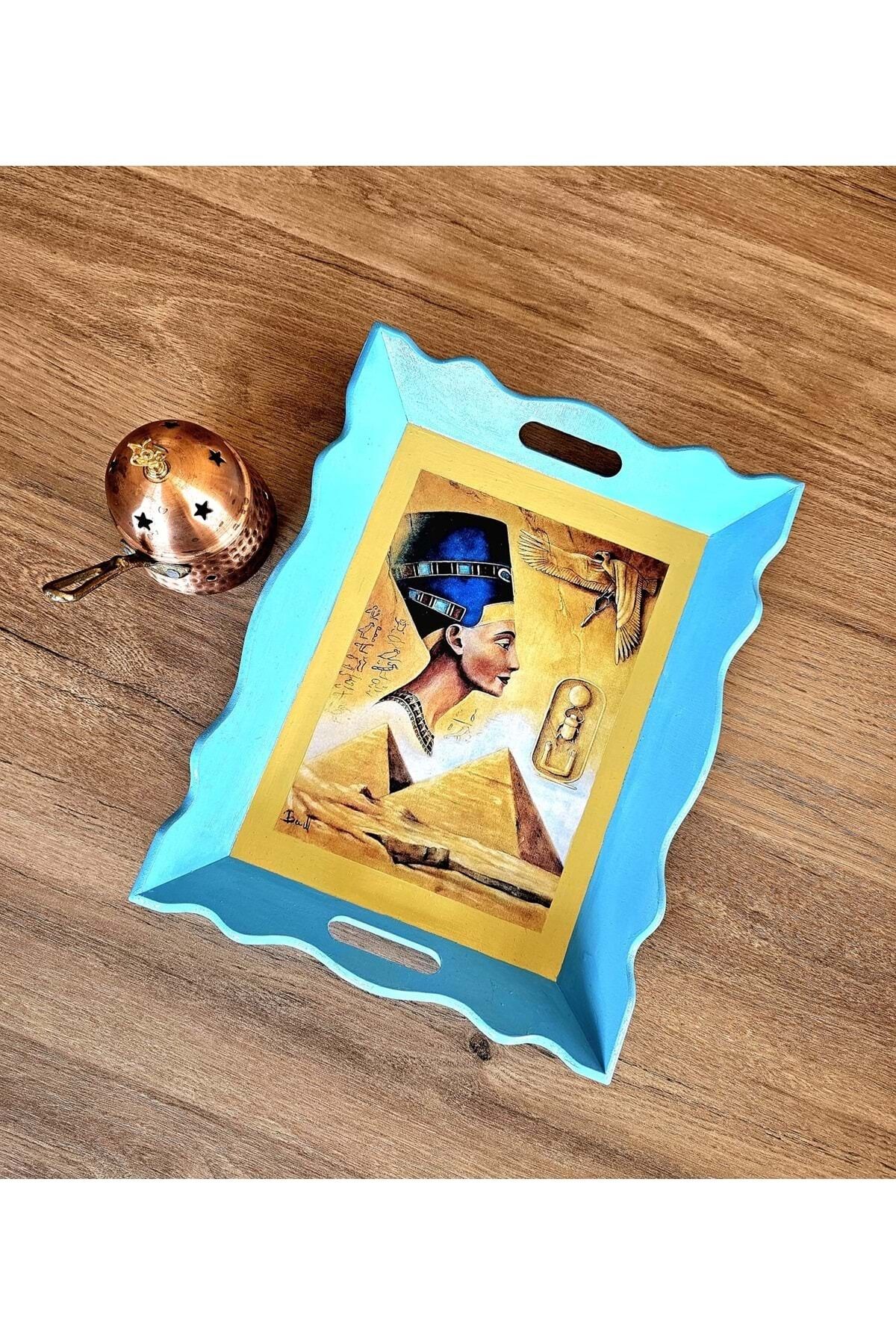 El Yapımı Ahşap Boyama Tepsi – Antik Mısır Koleksiyonu Nefertiti II