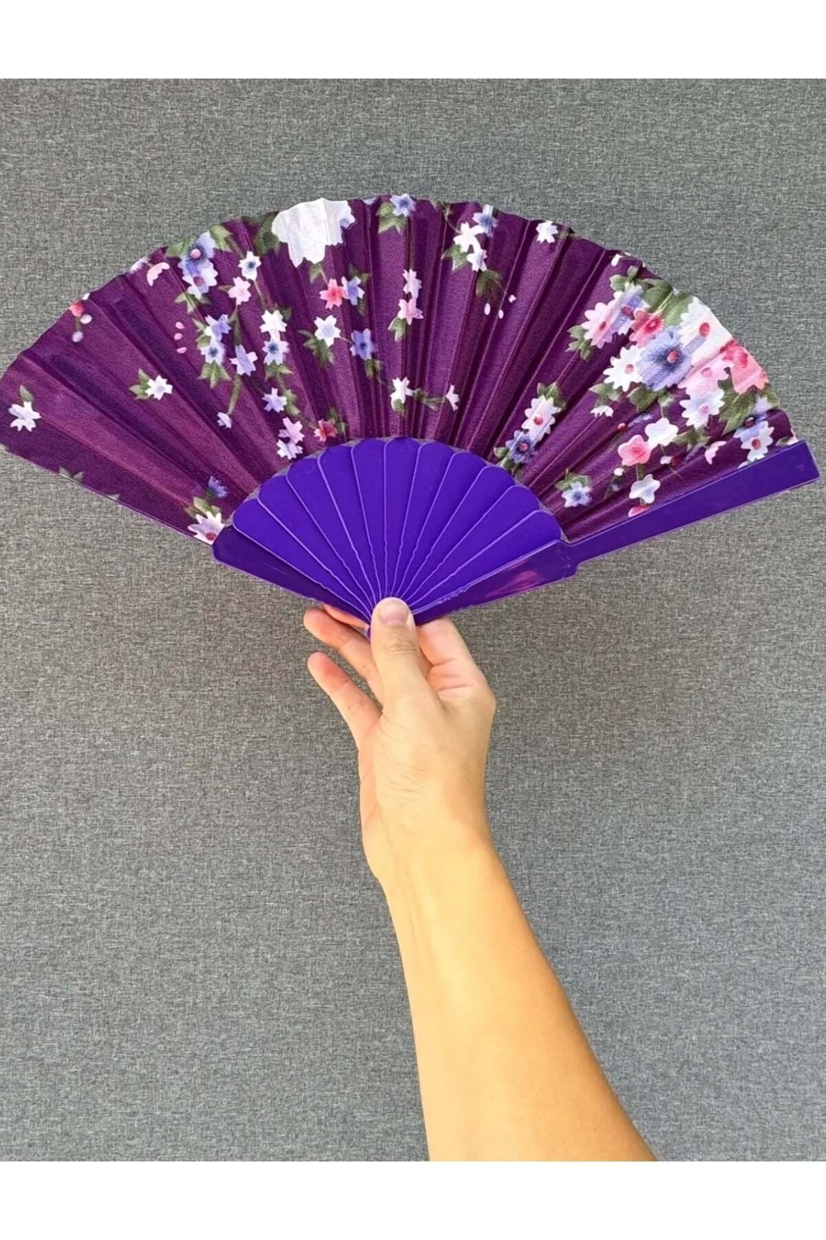 Mor Renkli Çiçekli Yelpaze