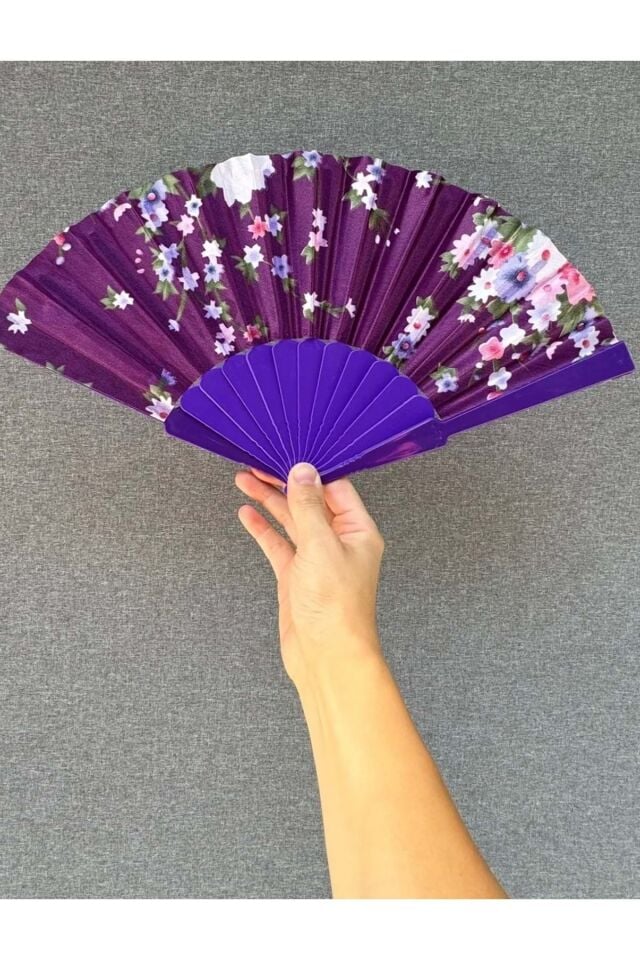 Mor Renkli Çiçekli Yelpaze