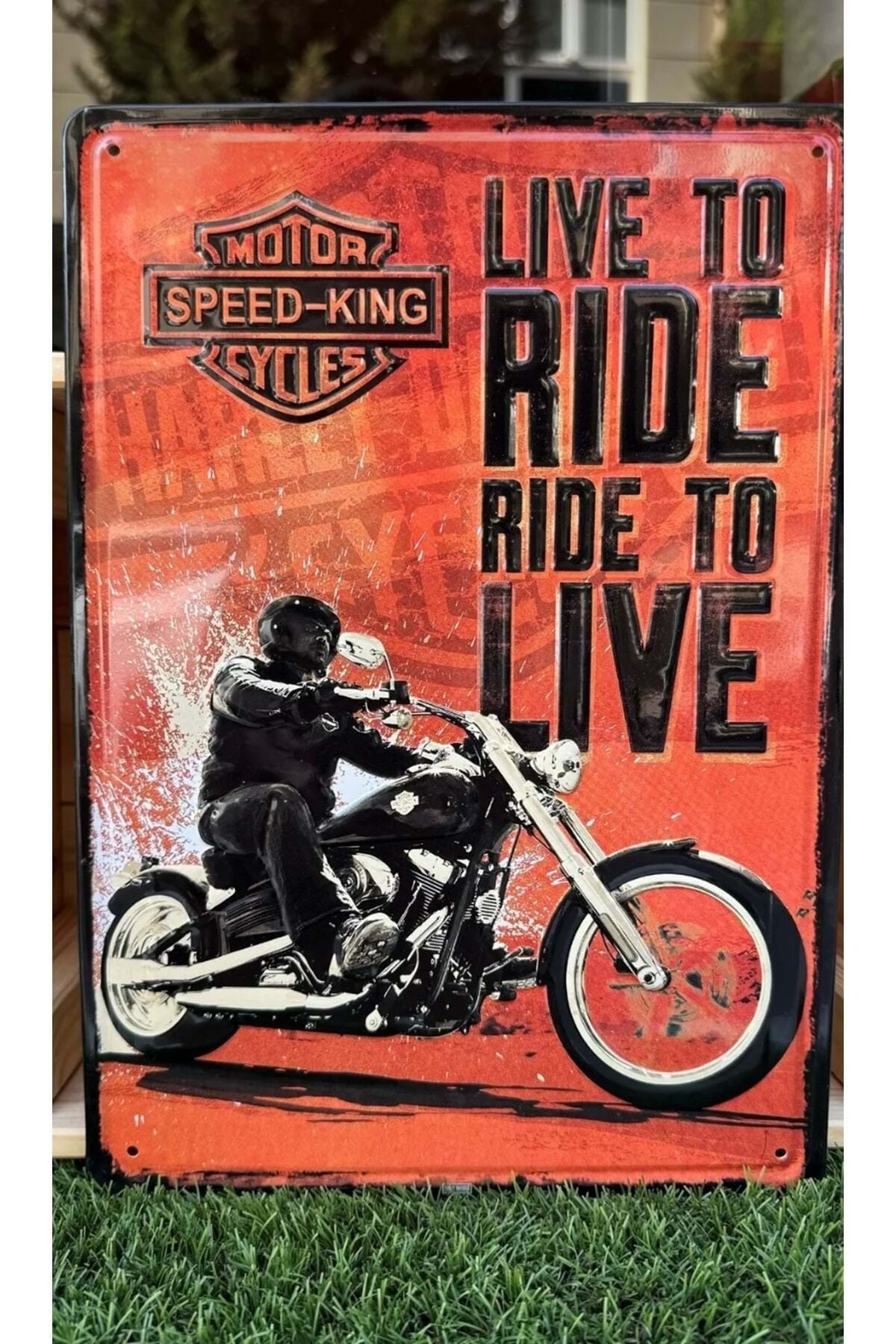 Live to Ride Ride To Live/Metal Plaka Retro - 20 X 30