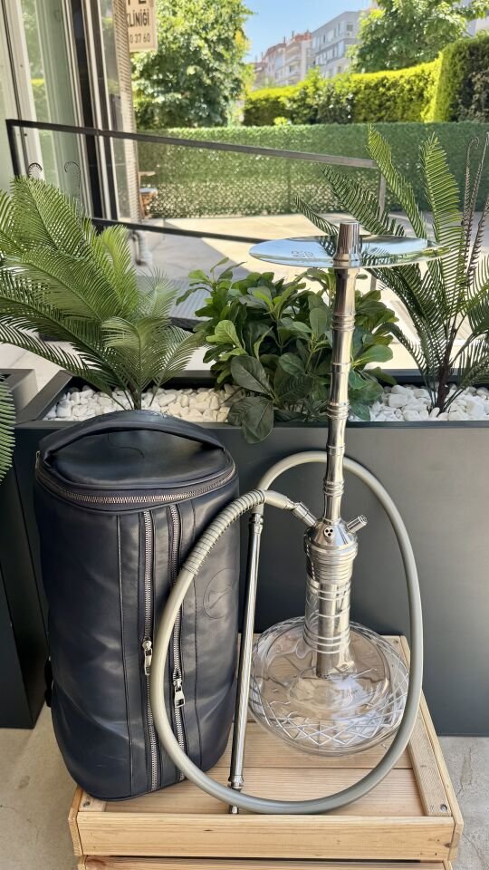 Sigor Çelik Nargile Takımı (çanta lüle maşa dahildir) /Dip Dekor Silver
