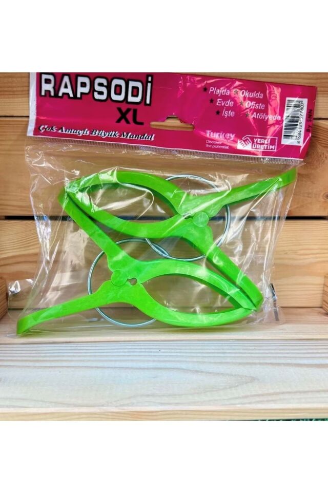 Yeşil XL plaj havlu mandalı, 2 adet, şık ve pratik tasarım