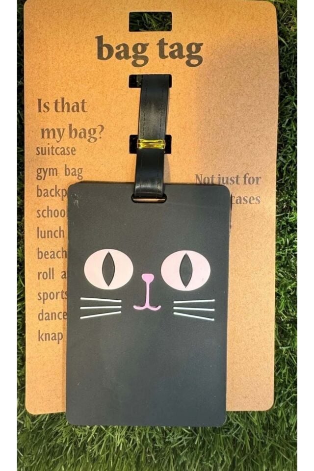 Bagaj Bavul Valiz Çanta Etiketi/Kara Kedi /Siyah Pembe