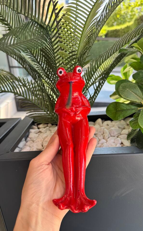 Kurbağa Tasarımlı Kayık Tütsülük / Kırmızı