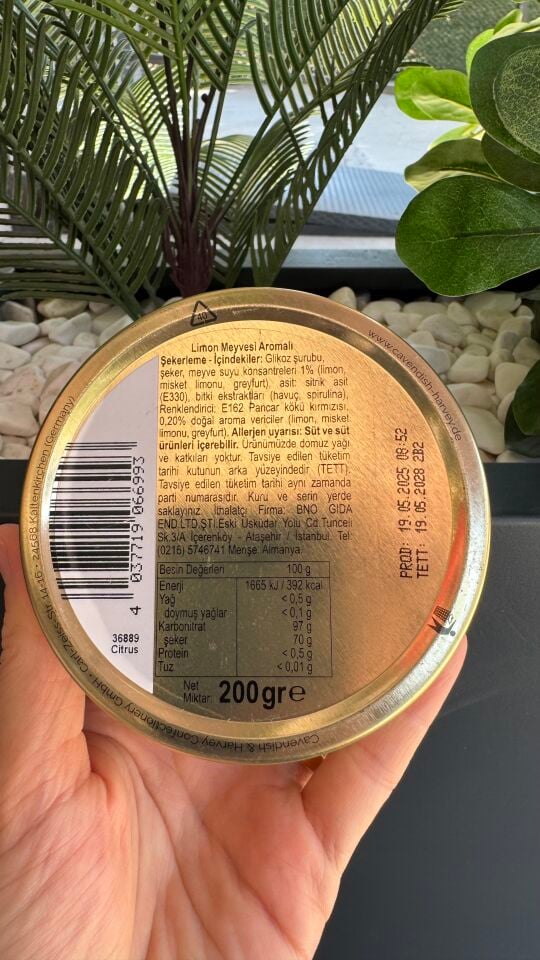 200 Gr Limon & Greyfurt Aromalı Şeker Gerçek Meyve Suyu ile Tatlandırılmış Şeker