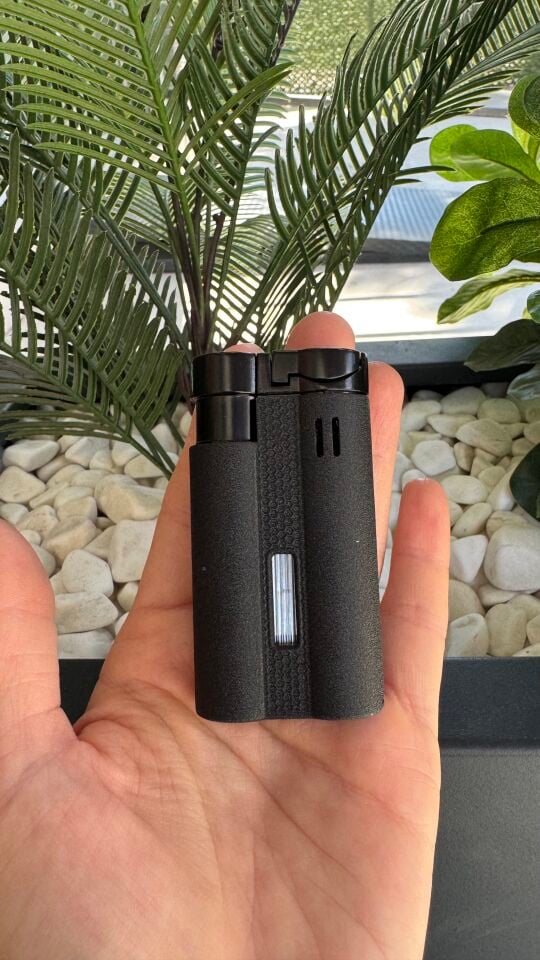 Parmida 3 Torch Mat Siyah Çakmak Mat Siyah Tekli Küllük İkili Puro Seti