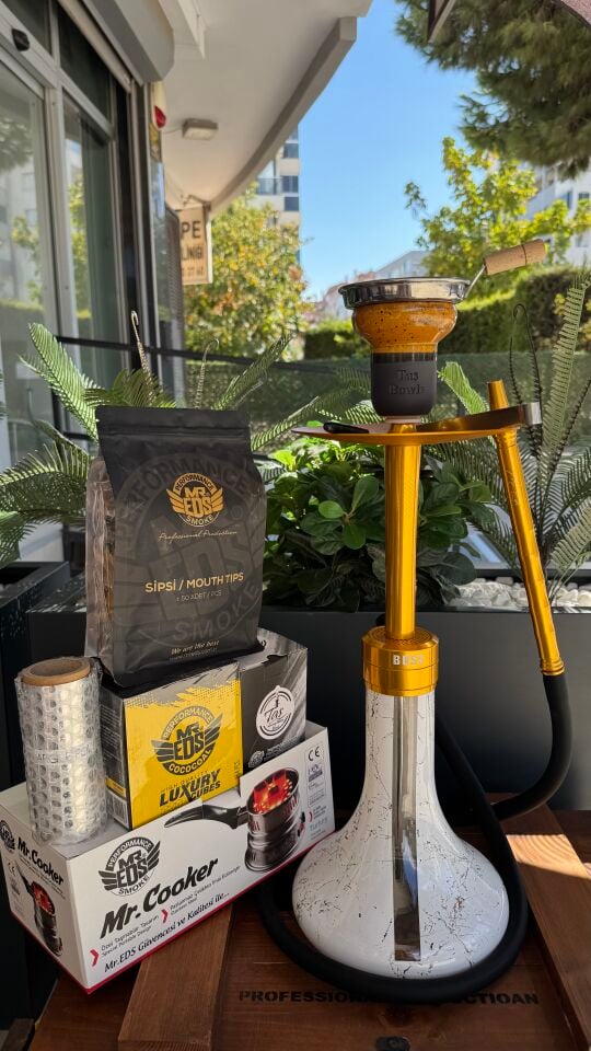 Mr Eds E29 Boss Özel Üretim Mermer Desen Gold Nargile Seti