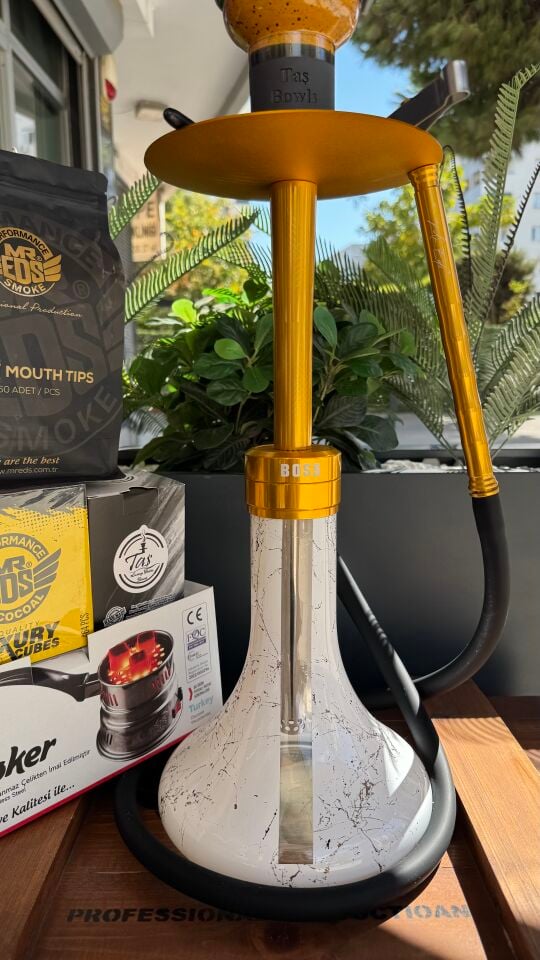 Mr Eds E29 Boss Özel Üretim Mermer Desen Gold Nargile Seti