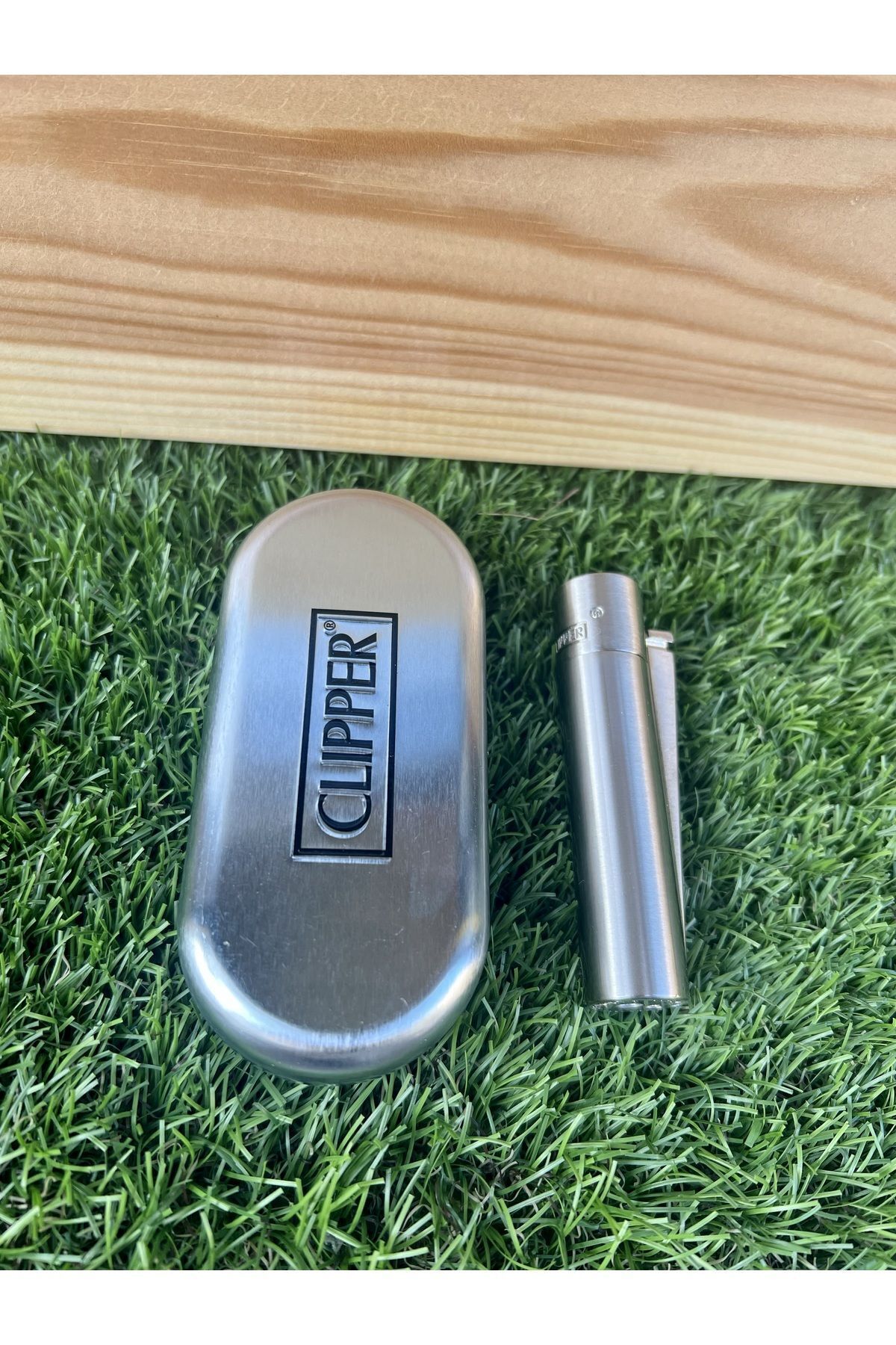 Clipper Mat Gri Taşlı Çakmak