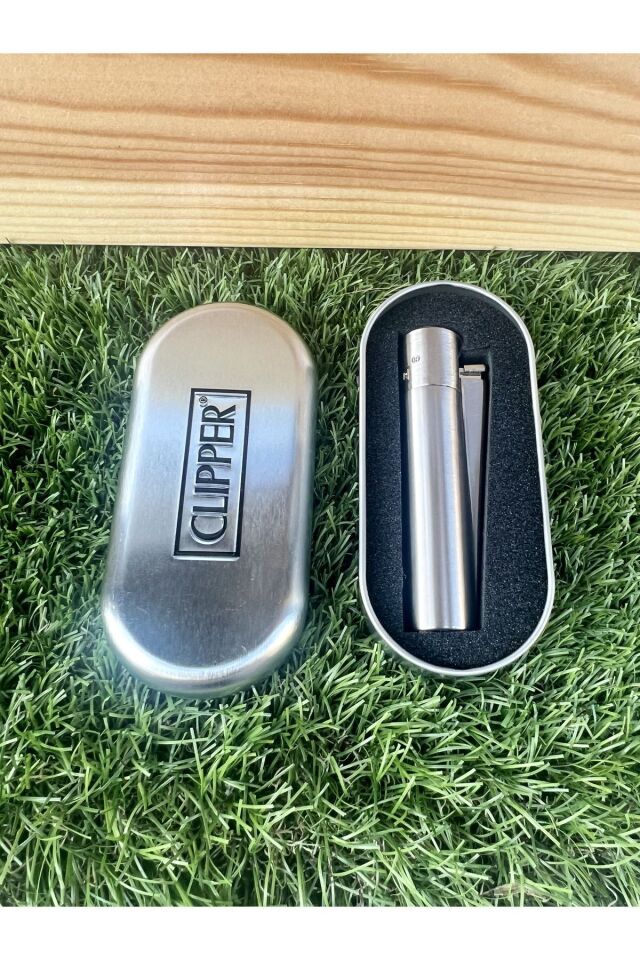 Clipper Mat Gri Taşlı Çakmak