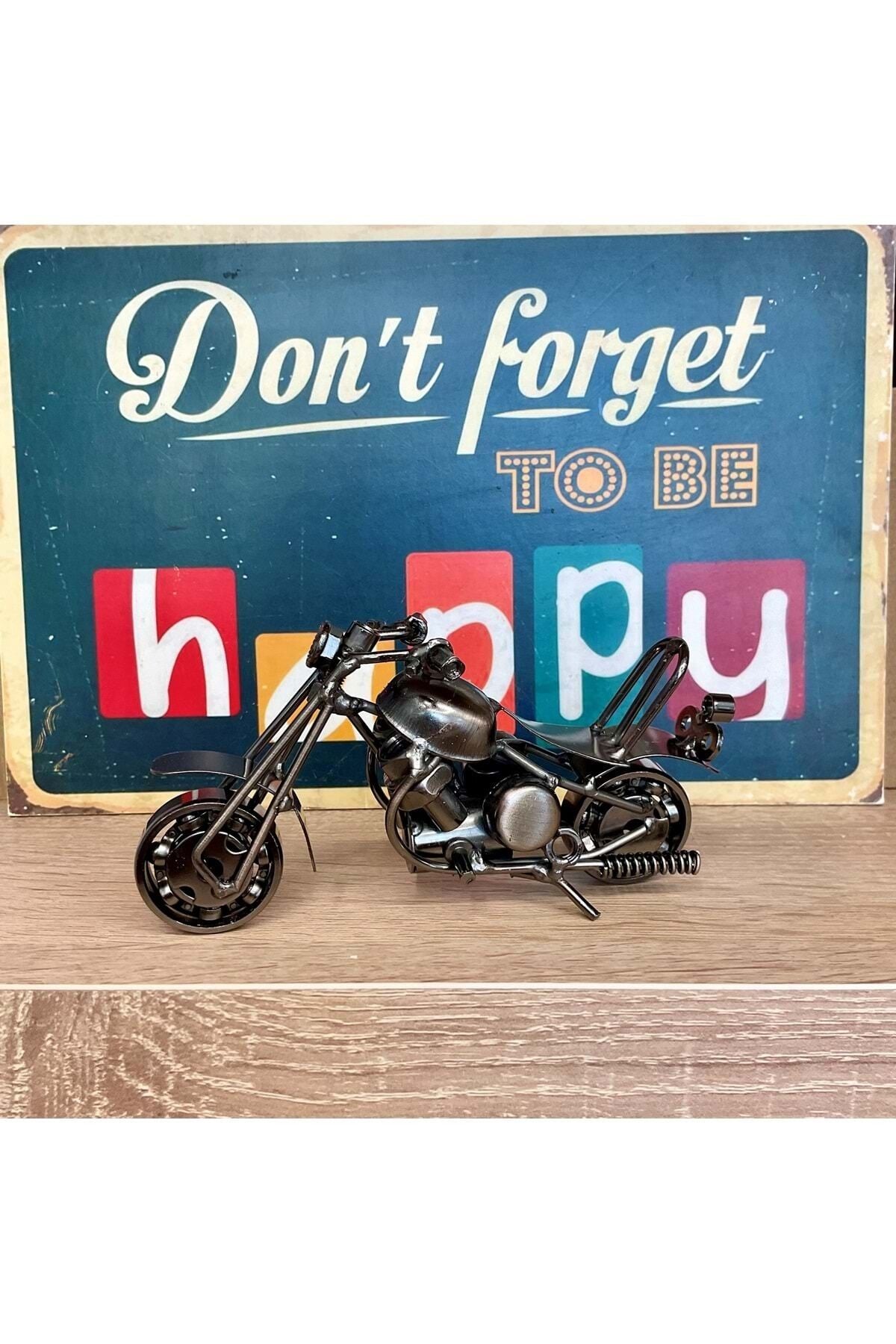 Masa üstü Metal Eskitme Motosiklet Biblo Gümüş Renk/ Küçük Boy