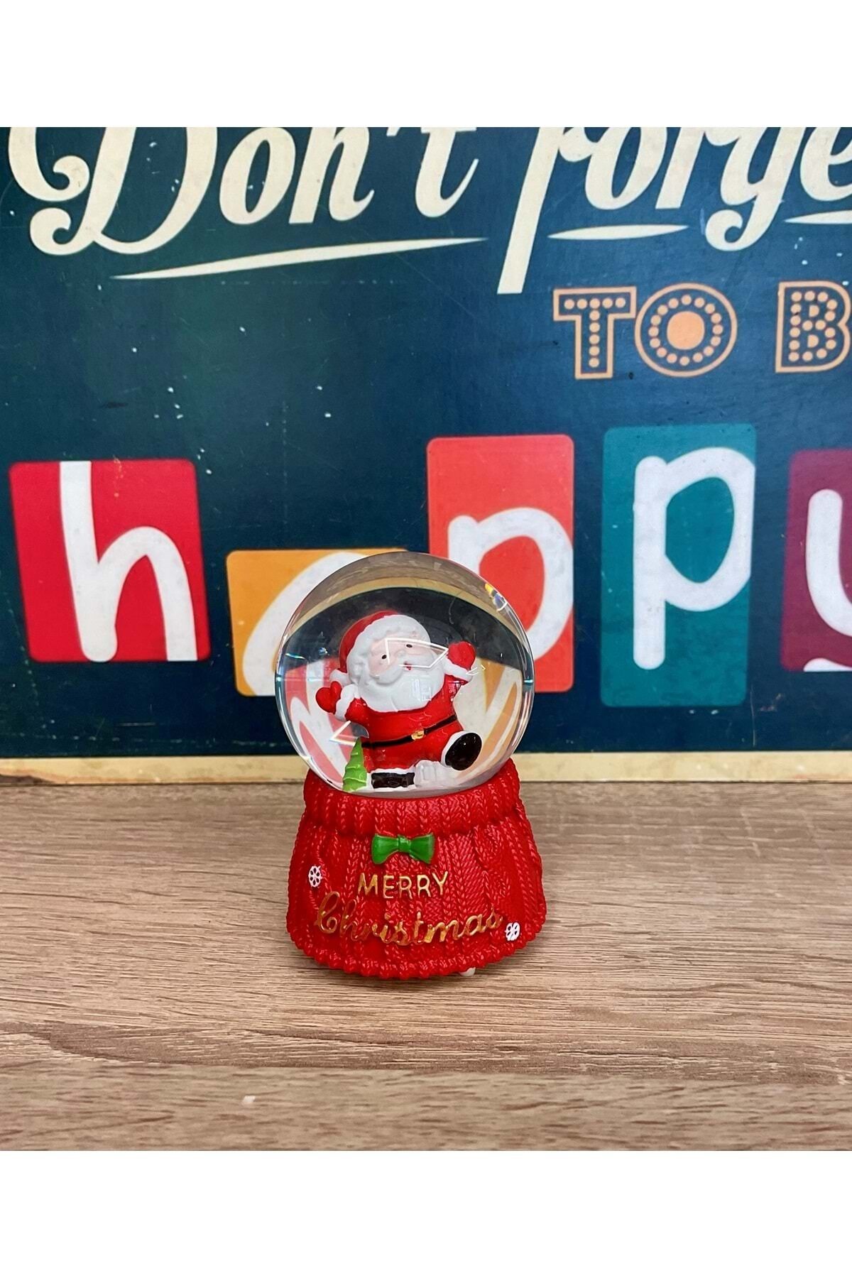 Led Işıklı Mini Kar Küresi 7cm - Noel Baba Dekoratif Biblo Yılbaşı Hediyesi