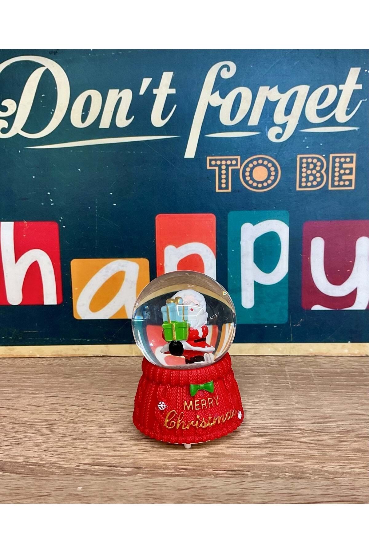 Led Işıklı Mini Kar Küresi 7cm - Noel Baba Dekoratif Biblo Yılbaşı Hediyesi (A)