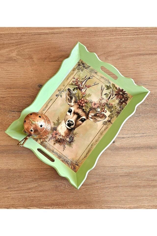 El Yapımı Ahşap Boyama Tepsi -Fısıldayan Kış Koleksiyonu | No: 1