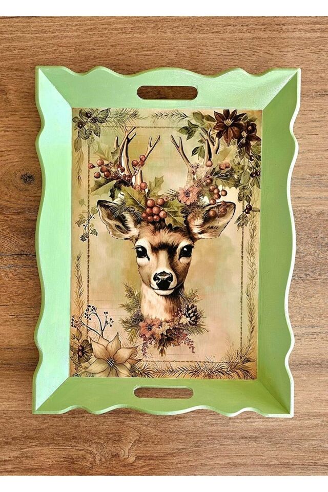 El Yapımı Ahşap Boyama Tepsi -Fısıldayan Kış Koleksiyonu | No: 1