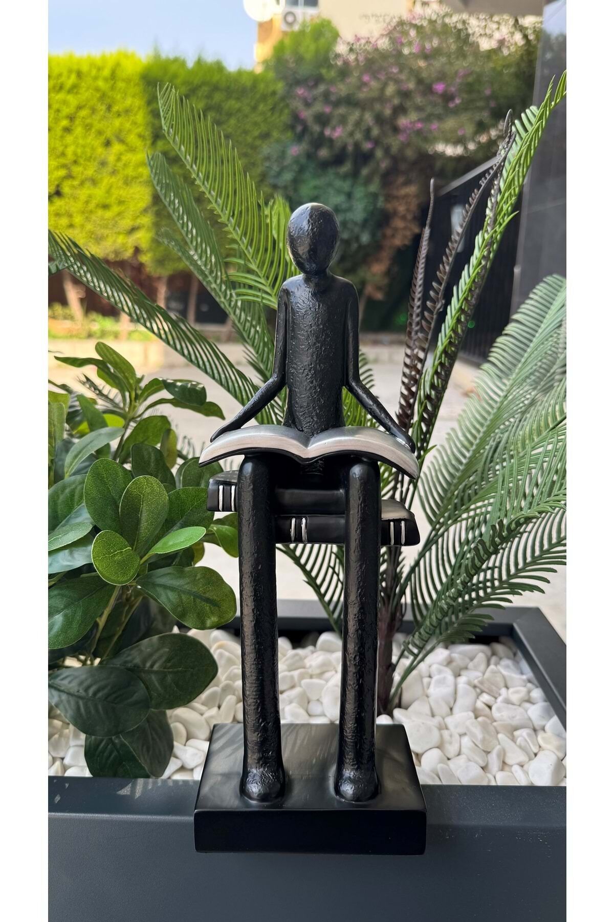 Kitap Okuyan Figür Heykel Bilgelik ve Sükûnetin Simgesi / 30x10cm