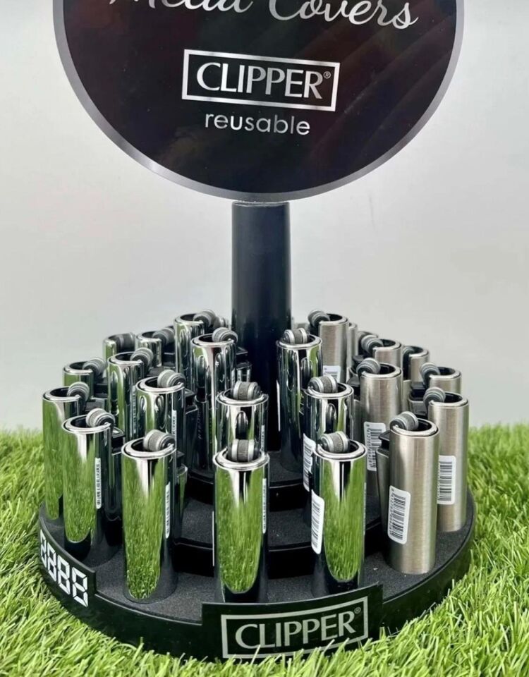 Clipper Parlak Gümüş Taşlı Çakmak